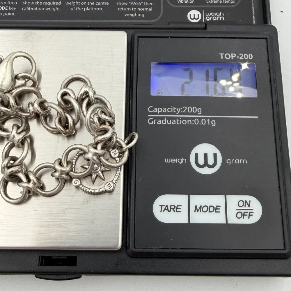 Monica Rich Kosann Compass Charm Bracelet Sterling Silver
